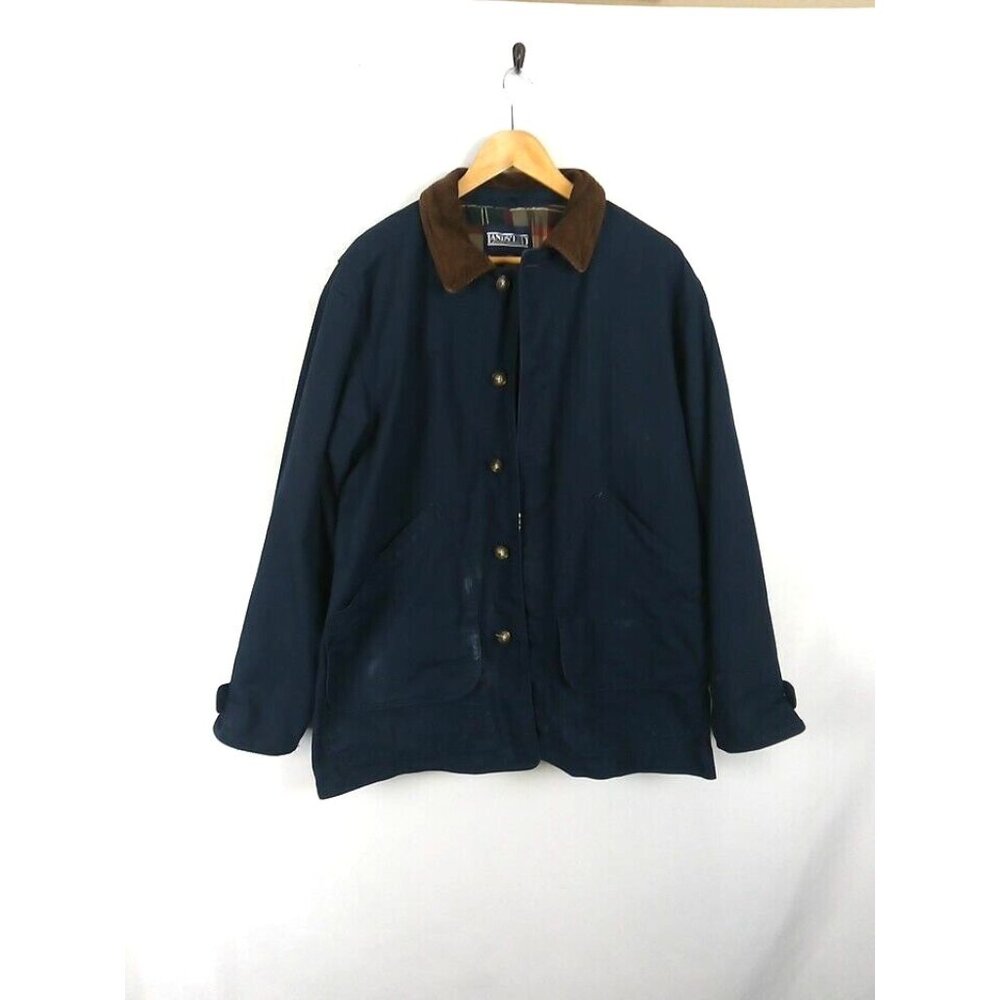 Lands' End Jacket Men's Size M Navy Blue Chore Coat Work Outdoors FLAW